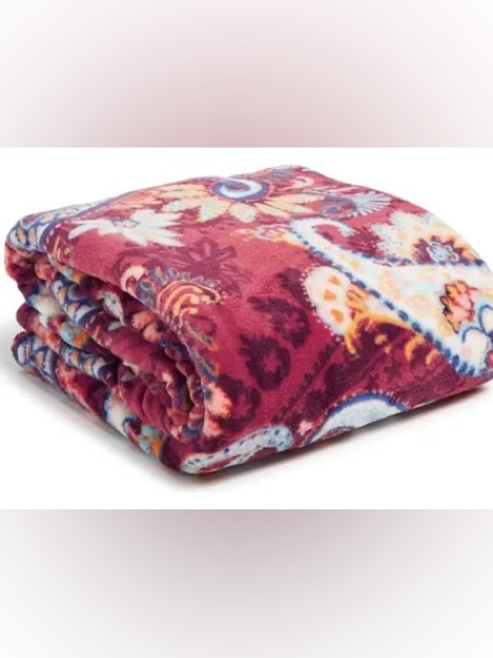 Vera Bradley Burgundy Floral Paisley Fleece Throw